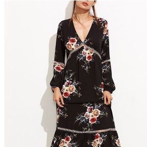 Bohemia Falbala Hollow V-neck Maxi Dress